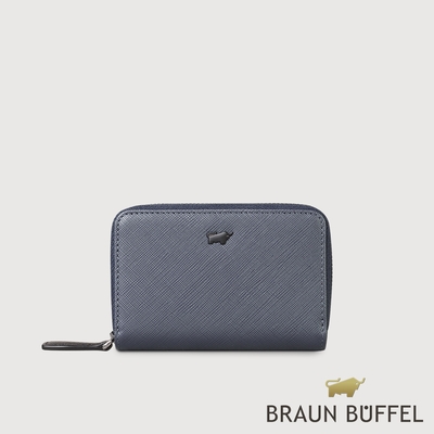 【BRAUN BUFFEL 德國小金牛】台灣總代理 洛菲諾P-II 雙層拉鍊零錢包-藍色/BF347-161A-NY