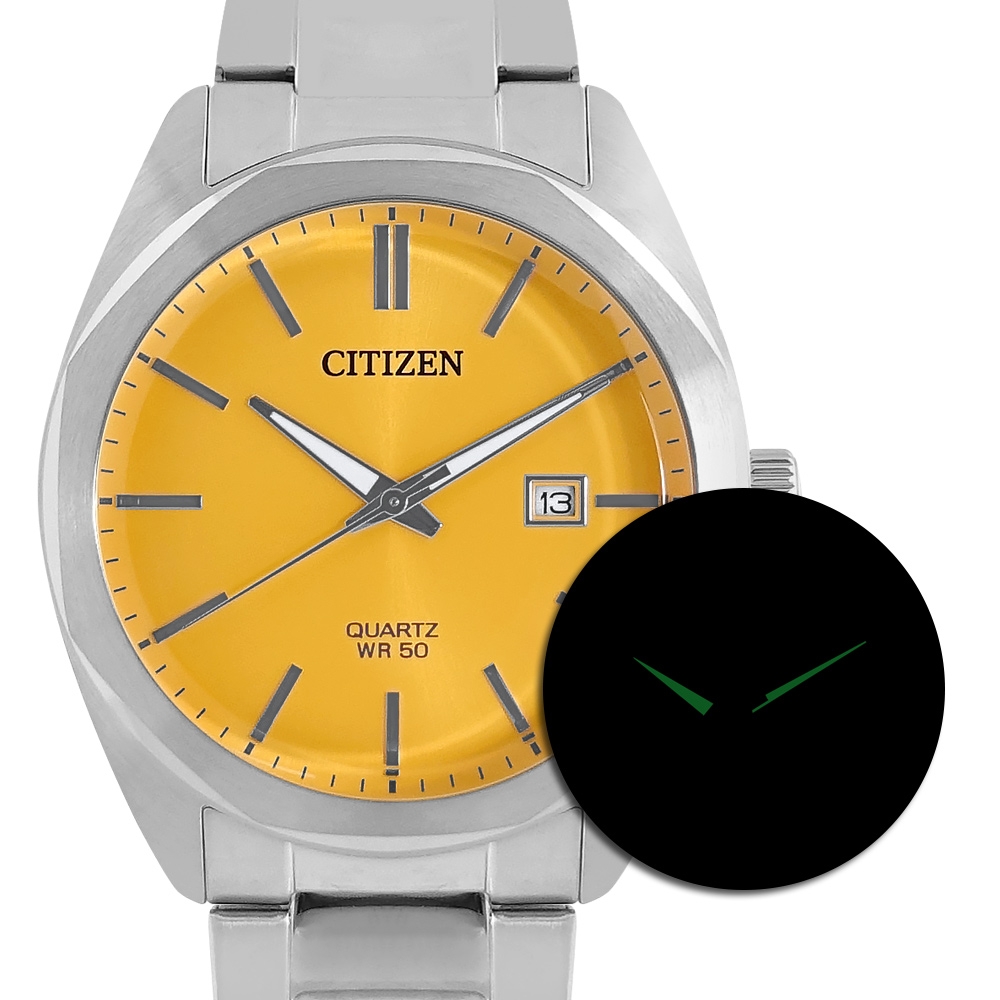 CITIZEN 星辰表/ BI5110-54Z / 極簡時尚礦石強化玻璃日本機芯日期