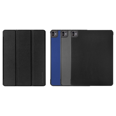 Metal-Slim Apple iPad Pro (M4) 13吋 2024 高仿小牛皮三折立架式保護皮套