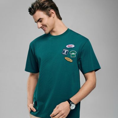 GIORDANO 男裝復古拼接圖案短袖T恤 90 Recall系列