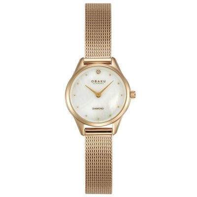 OBAKU 芙蕾雅之淚時尚腕錶-玫瑰金-V297SXVWMV-24mm