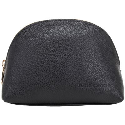LONGCHAMP Le Foulonne 奔馬字母荔紋牛皮半月萬用手拿包(黑色)