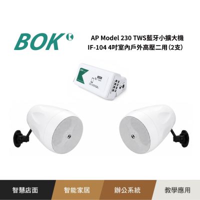 AP Model 230 TWS藍芽小擴大機+ IF-104 4吋室內戶外高壓二用喇叭(2支)