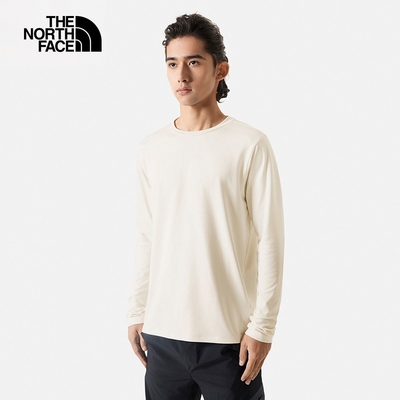 The North Face 官方旗艦】北面男款米色吸濕排汗防曬長袖上衣