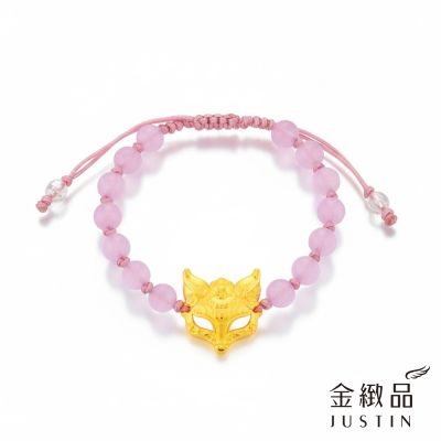 金緻品 黃金綁繩手鍊 桃花狐狸 0.37錢