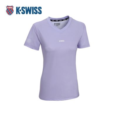 K-SWISS 排汗T恤 26SS PF TEE 12 W 吸濕排汗 短上衣 女短袖上衣 紫色 1913678-530