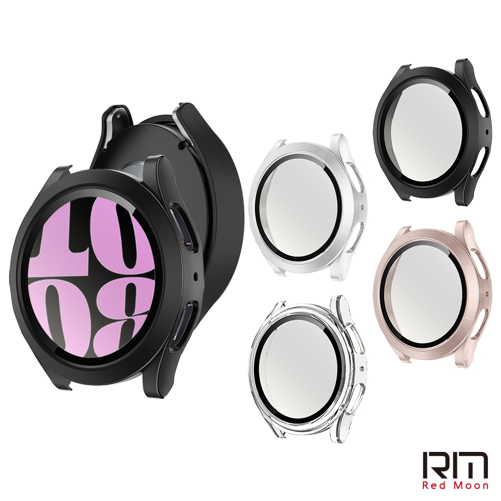 Redmoon 三星 Galaxy Watch6 40/44mm 9H鋼化玻璃+PC全包覆雙料防摔保護殼 (40mm)