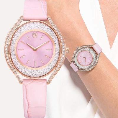 SWAROVSKI 施華洛世奇 Crystalline Aura 奢華水晶女錶 手錶 寵愛媽媽 送禮推薦-玫瑰金x粉紅 5730150