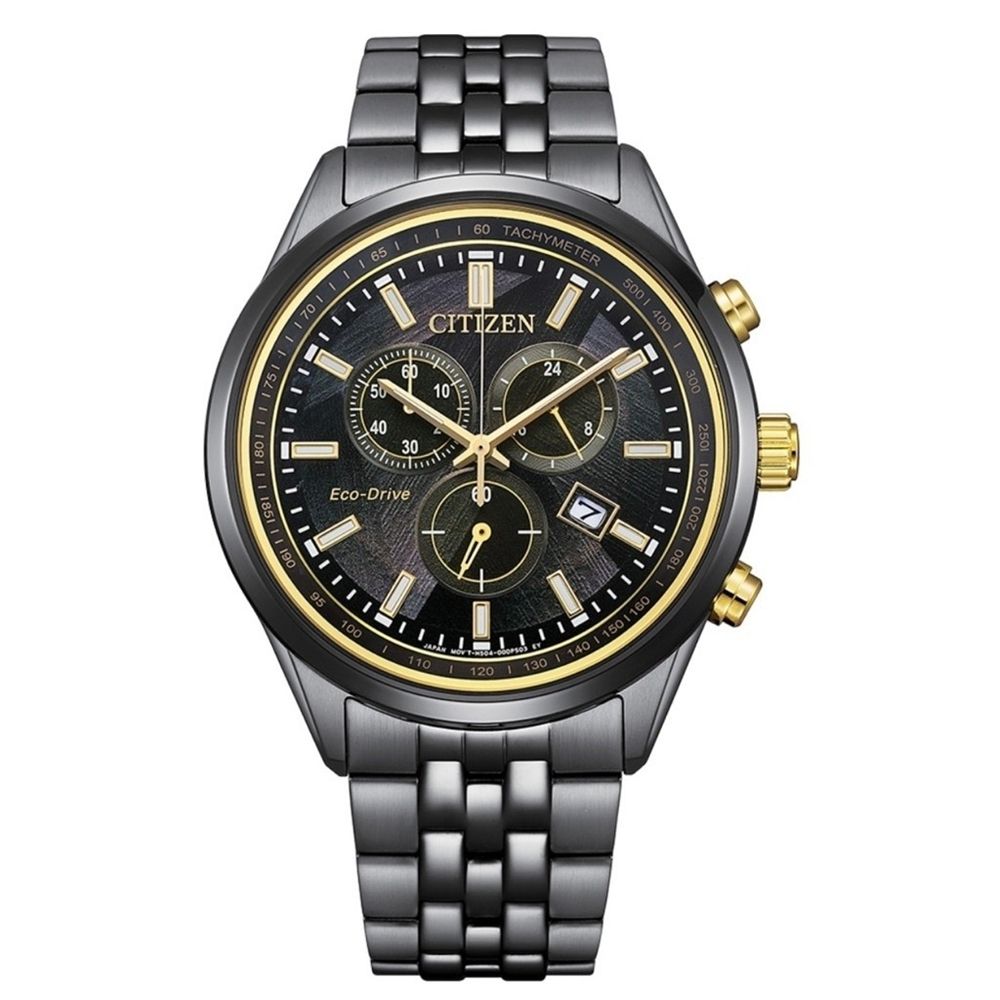 CITIZEN 星辰 LIGHT in BLACK 闇影之光 光動能50週年限量 三眼計時手錶(AT2576-68E)42mm