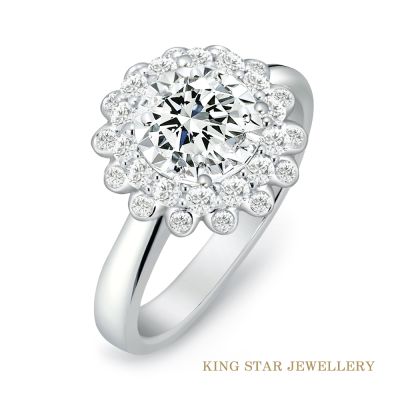 King Star 50分 DVS 18K金 天然鑽石戒指 花戀(3 Excellent極優 八心八箭)