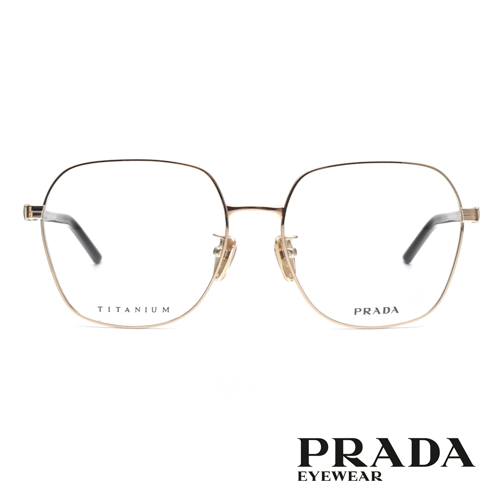 PRADA 多邊形框鈦光學眼鏡/金黑#VPR51ZVD ZVN1O1-56mm | 一般