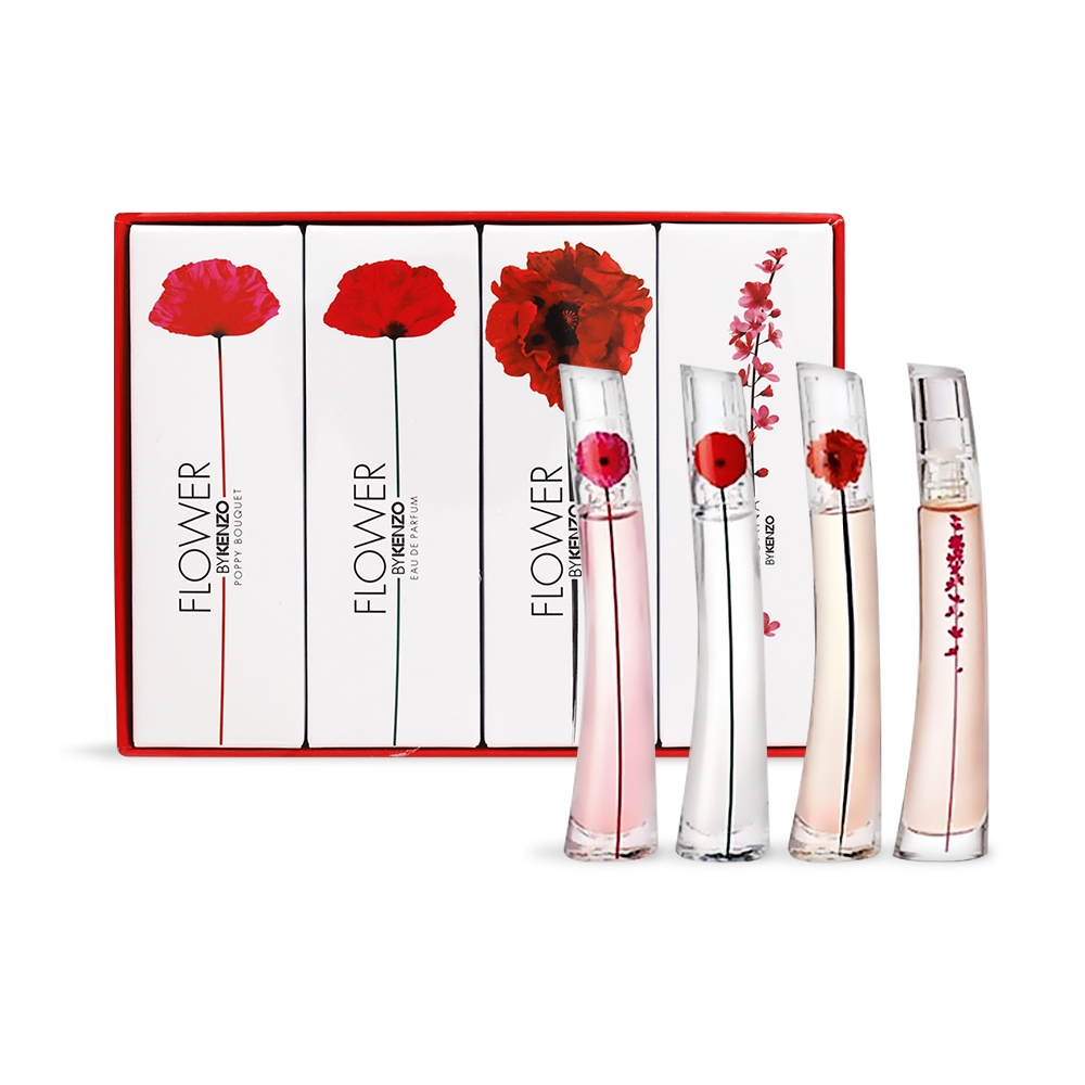 KENZO 女性淡香精小香禮盒4mlX4[罌粟花+花花世界+罌粟花摯紅+花