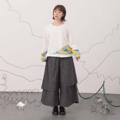 【MOSS CLUB】不對稱層次感直筒寬褲 咖 灰