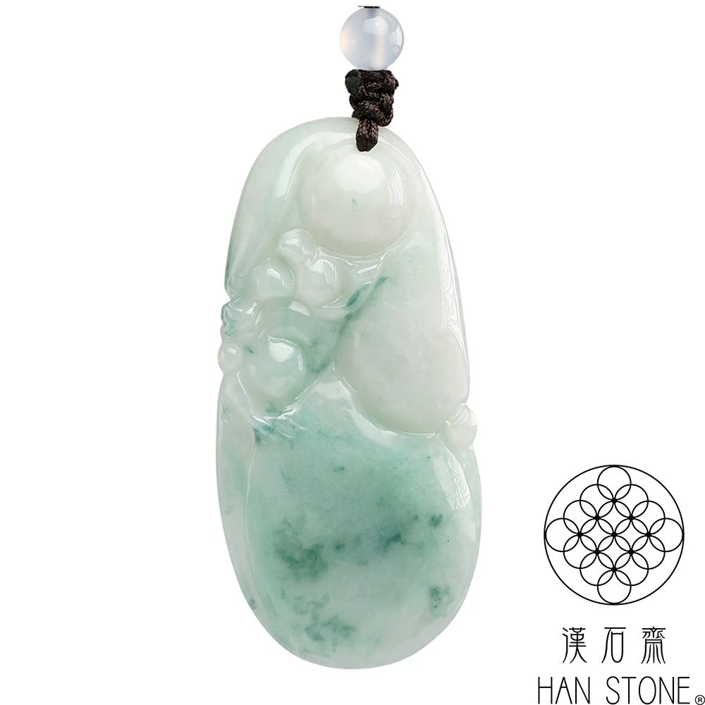 【漢石齋】天然翡翠A貨 如意葫蘆玉佩吊墜 飄花種(27*55*6mm)