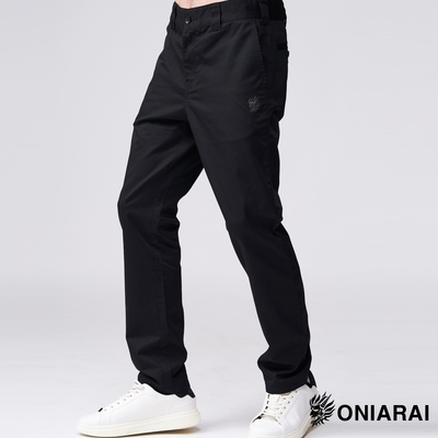 鬼洗 BLUE WAY – 鬼頭LOGO休閒小直筒褲(黑)