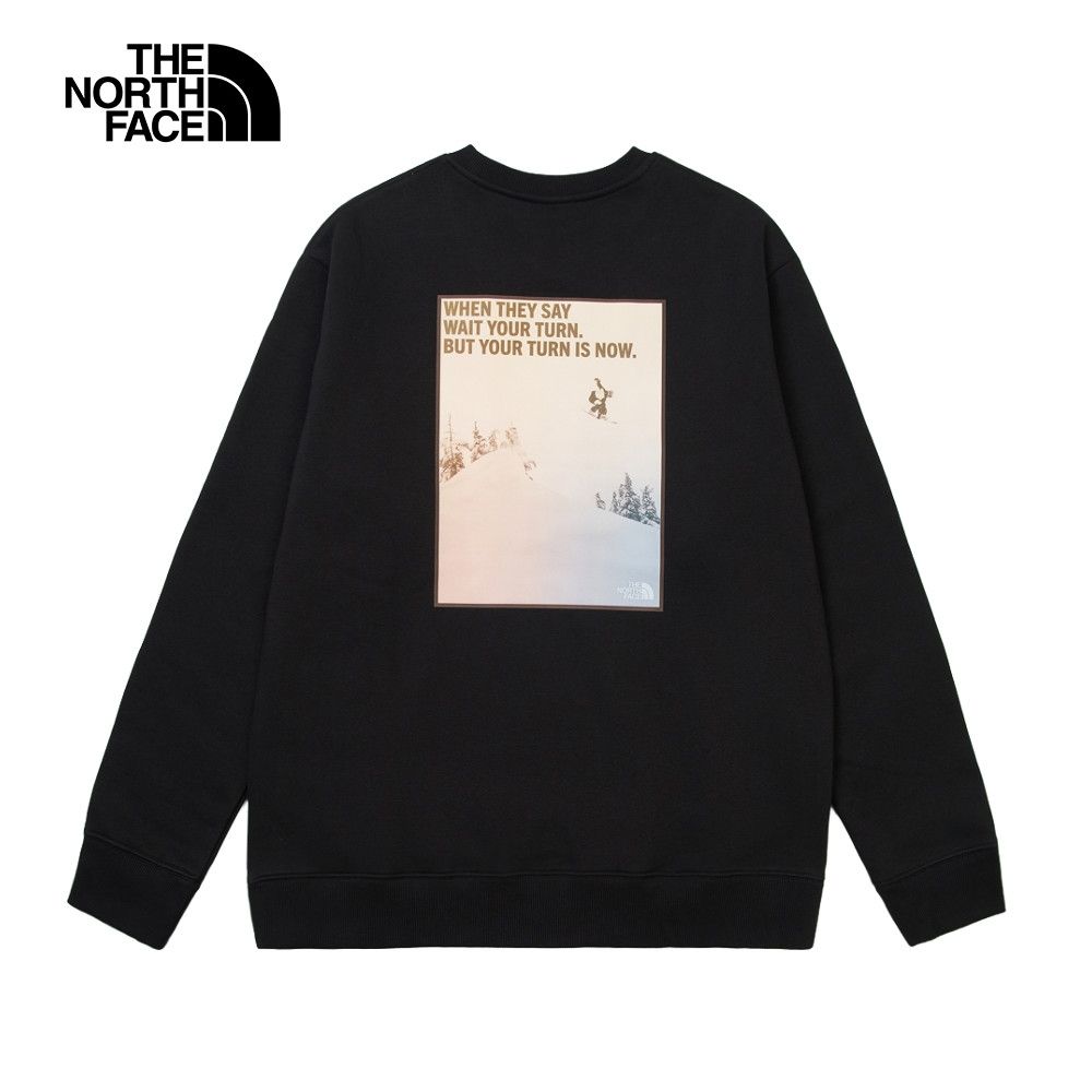 The North Face 官方旗艦 北面男女款黑色漸層印花長袖大學T｜8F0SJK3