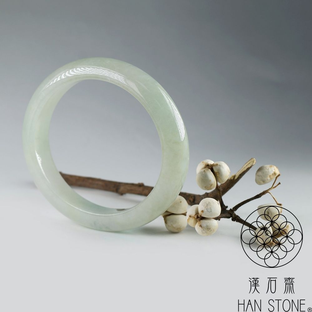漢石齋】天然翡翠A貨貴妃鐲手鐲玉鐲冰糯種飄花(手圍18.3+16.4/ 版寬