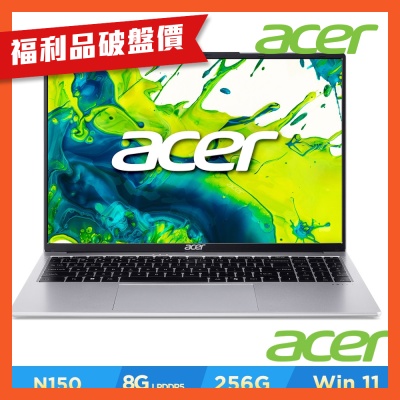 Acer 宏碁 SFL16-31P 輕薄筆電，搭載 16 吋 WUXGA (1920x1200) IPS 霧面 LED 螢幕，提供清晰視覺體驗。Intel N150 處理器、8GB LPDDR5 記憶體與 256GB SSD 儲存，高效執行 Windows 11 Home 系統。內建 Intel Graphics 顯示卡、2M FHD 攝像頭、Wi-Fi 6 雙頻與藍芽 5.0，連線埠包含 USB Type-C x2、HDMI 1.4 與 microSD 讀卡機。銀色機身僅 1.4kg，45Wh 電池續航出色，適合商務與日常使用。享兩年保固，NCC 認證 CC AH21Y10210T1。