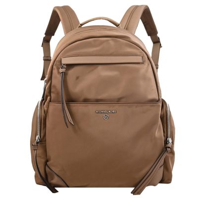 MICHAEL KORS Prescott 浮雕LOGO尼龍大容量雙層後背包(深棕-全新福利品)