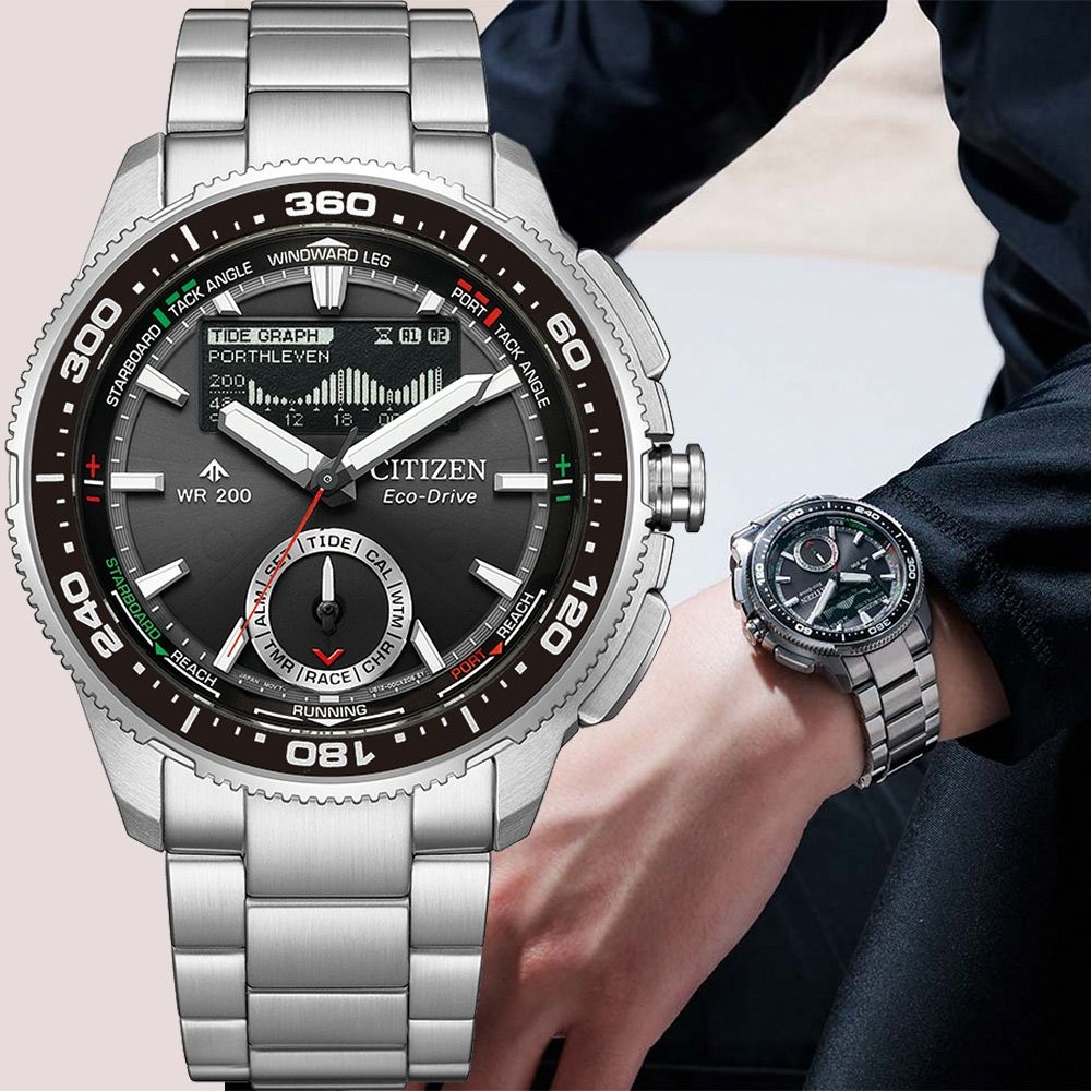 CITIZEN 星辰 Promaster 光動能液晶顯示潮汐計算帆船手錶 開學購物季 送禮首選 JV3001-53E