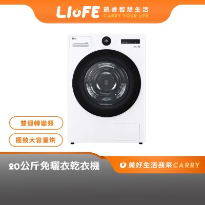 LG樂金 WR-20DW 20公斤 變頻除濕免曬衣乾衣機 冰瓷白 贈基本安裝