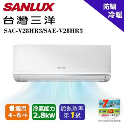 【SANLUX 台灣三洋】 4-6坪1級R32變頻一對一分離式冷暖冷氣SAC-V28HR3/SAE-V28HR3