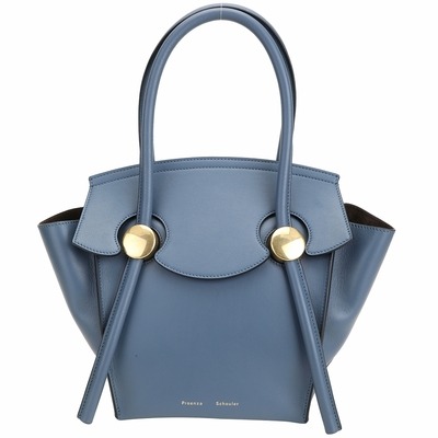 PROENZA SCHOULER PS1 Pipe 小牛皮掀蓋肩背/手提托特包(灰藍色)