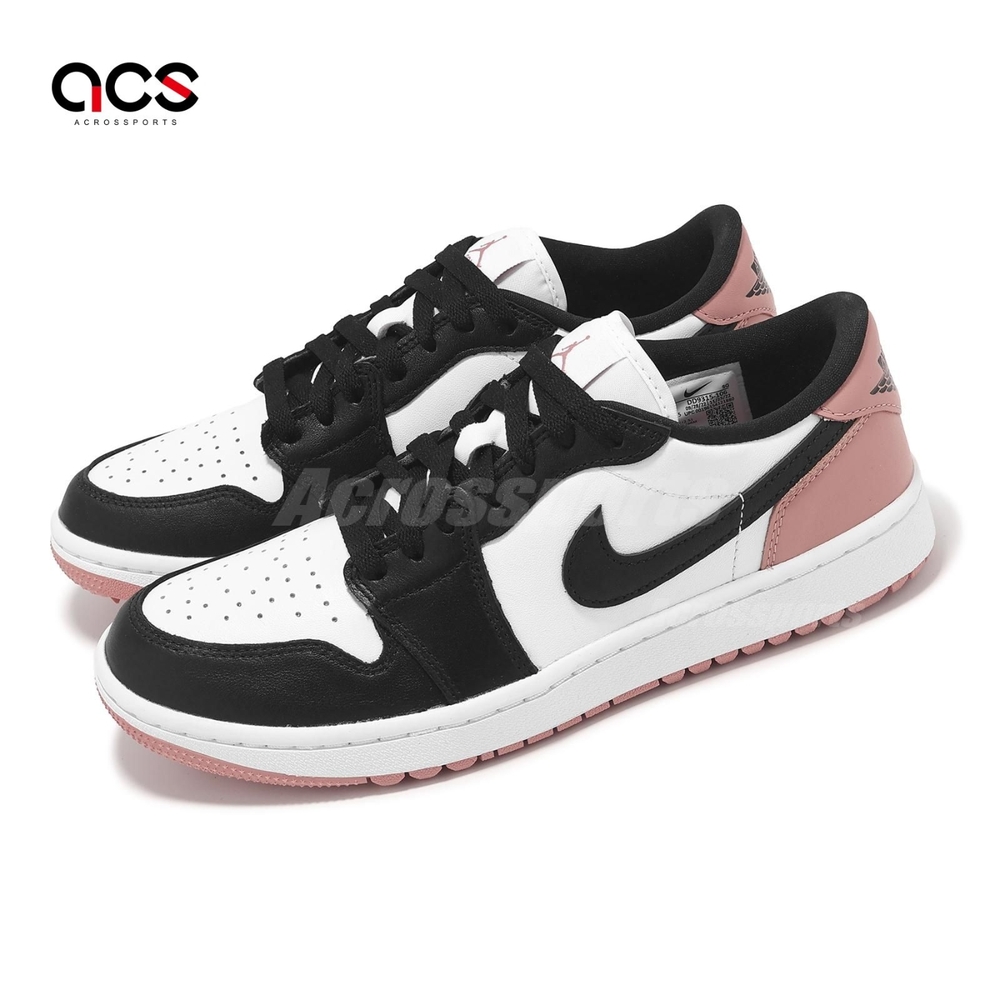 Nike 高爾夫球鞋Air Jordan 1 Low Golf 男鞋黑粉Rust Pink 皮革AJ1 