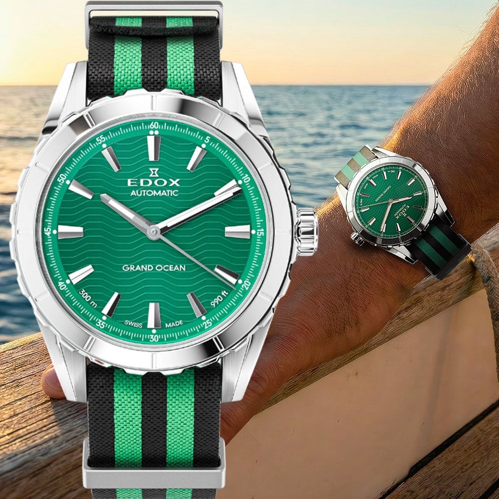 EDOX Grand Ocean 300米潛水機械錶 周年慶獻禮 送禮推薦-40mm E80140.3NANT.TIN