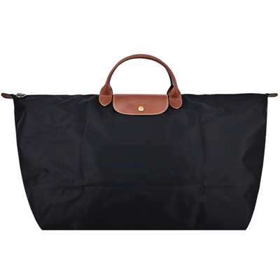 LONGCHAMP LE PLIAGE系列短把再生尼龍摺疊水餃旅行袋(特大/黑)