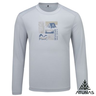 【ATUNAS 歐都納】男款循環長袖排汗T恤A6TS2536MC灰/經典百搭/快乾排汗