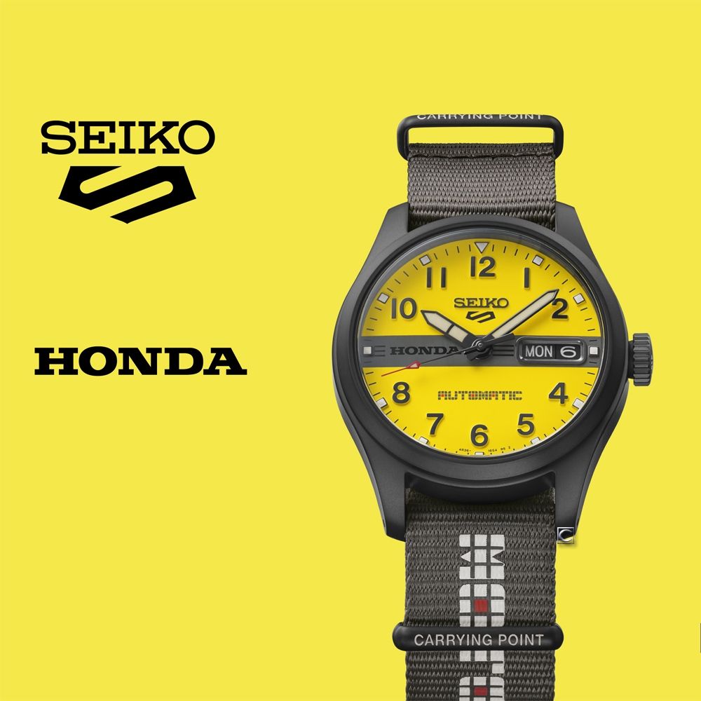 SEIKO 精工 5 Sports X Honda MOTOCOMPO 本田鋼琴車 聯名限量機械錶-36.4mm HDB010K1.4R36-18R0Y