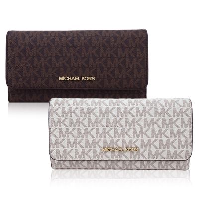 MICHAEL KORS JET SET TRAVEL 翻蓋滿版三折長夾-(多色選)