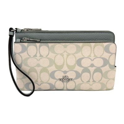 【COACH】C LOGO長夾式雙層大手拿包/零錢包(彩色藍)