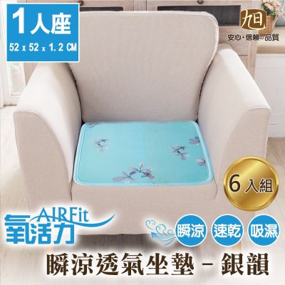 【旭】日本旭川AIRFit氧活力透氣支撐座墊1人座墊-銀韻-6入組