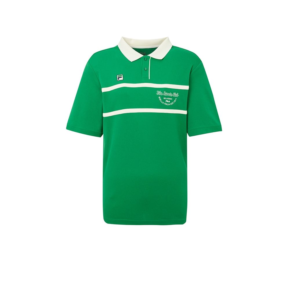 FILA 男抗UV吸濕排汗短袖POLO衫-綠色 1POZ-1009-GN
