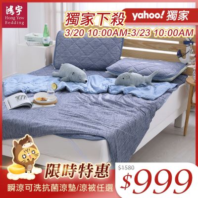 鴻宇 涼感-5度C瞬涼可洗抗菌涼墊/涼被 雙人/加大任選 均一價(限時均一價)