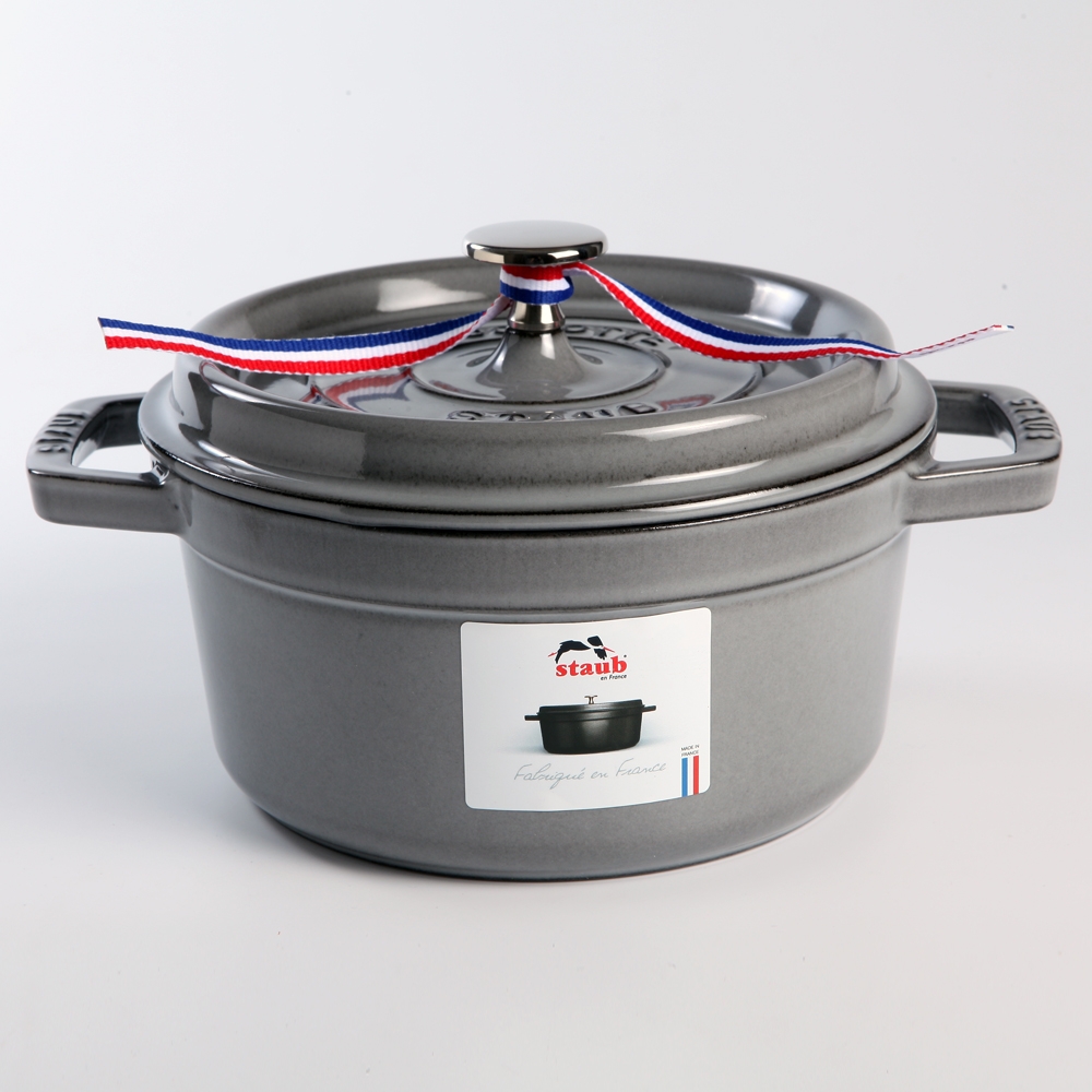 Staub 圓形鑄鐵鍋18cm 1.7L 石墨灰法國製湯鍋燉鍋(電磁爐IH爐可用