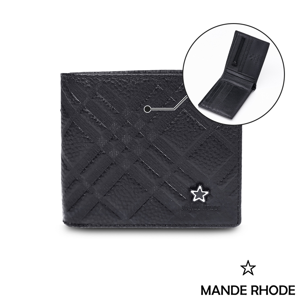 MANDE RHODE - 曼德羅德 - 真皮訂製斜格紋短夾 - 86347-1