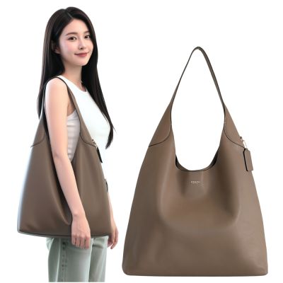 COACH BROOKLYN 39 深石灰色圓弧開口梯形肩背包