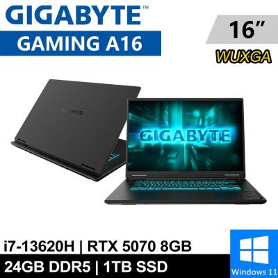 GIGABYTE技嘉 技嘉 GAMING A16 CWHI3TW894SH-SP1 16吋 黑(i7-13620H/24G DDR5/1TB SSD/RTX5070 8G/W11)特仕機