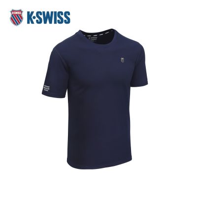 K-SWISS 排汗T恤 26SS PF TEE 13 M 吸濕排汗 短上衣 男短袖上衣 藍色 1013705-400