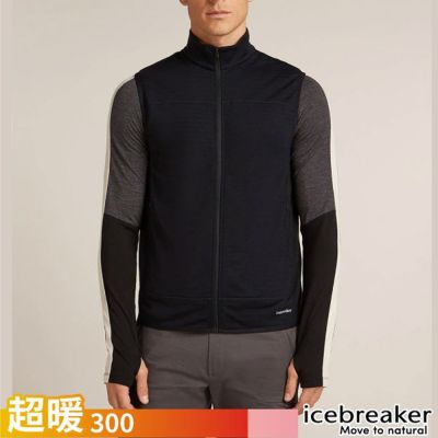 【Icebreaker】男 Descender RealFleece 美麗諾羊毛刷毛保暖背心/ IB0A57D1-001 黑