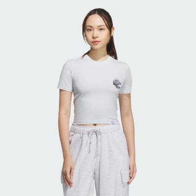 ADIDAS 愛迪達 阿迪達斯 ORIGINALS 三葉草 女 短袖T恤-灰色系-CS TEE W-JN1681