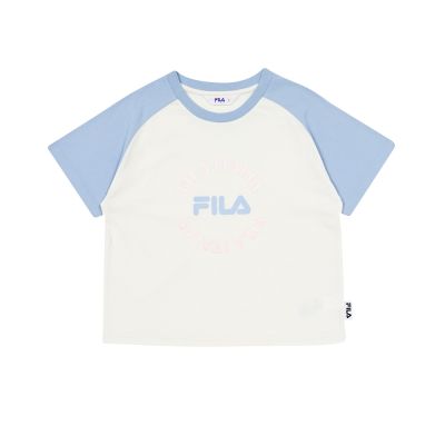 FILA KIDS 女童短袖圓領T恤-米色 5TEA-4410-IV