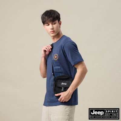 JEEP  男裝 美式硬派感圓領短袖T恤-深藍色