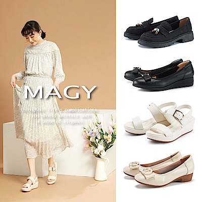 MAGY  真皮/蝴蝶結/珠飾/鑽條/厚底/楔型/樂福/涼拖 多款任選
