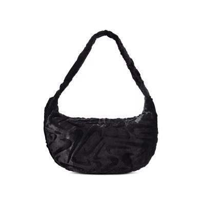 Nike Nk Nsw Fx Fur Slouchy Bag 肩背包 黑色 毛絨 半月形 腋下包 HQ7515-010