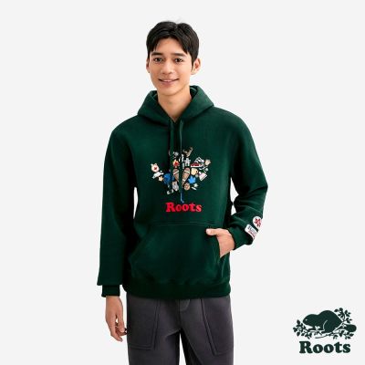 Roots男裝-MAPLE LEAF 連帽上衣-深綠色