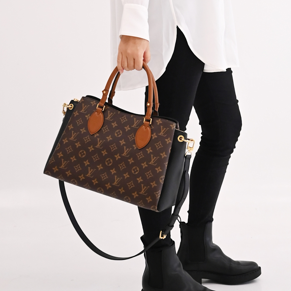 LV M46508 Vendôme MM經典花紋復古造型手提斜背兩用包(咖邊)